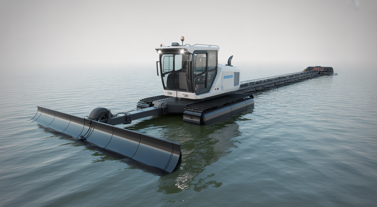 Remote controlled dredge removing sediment from a waterway