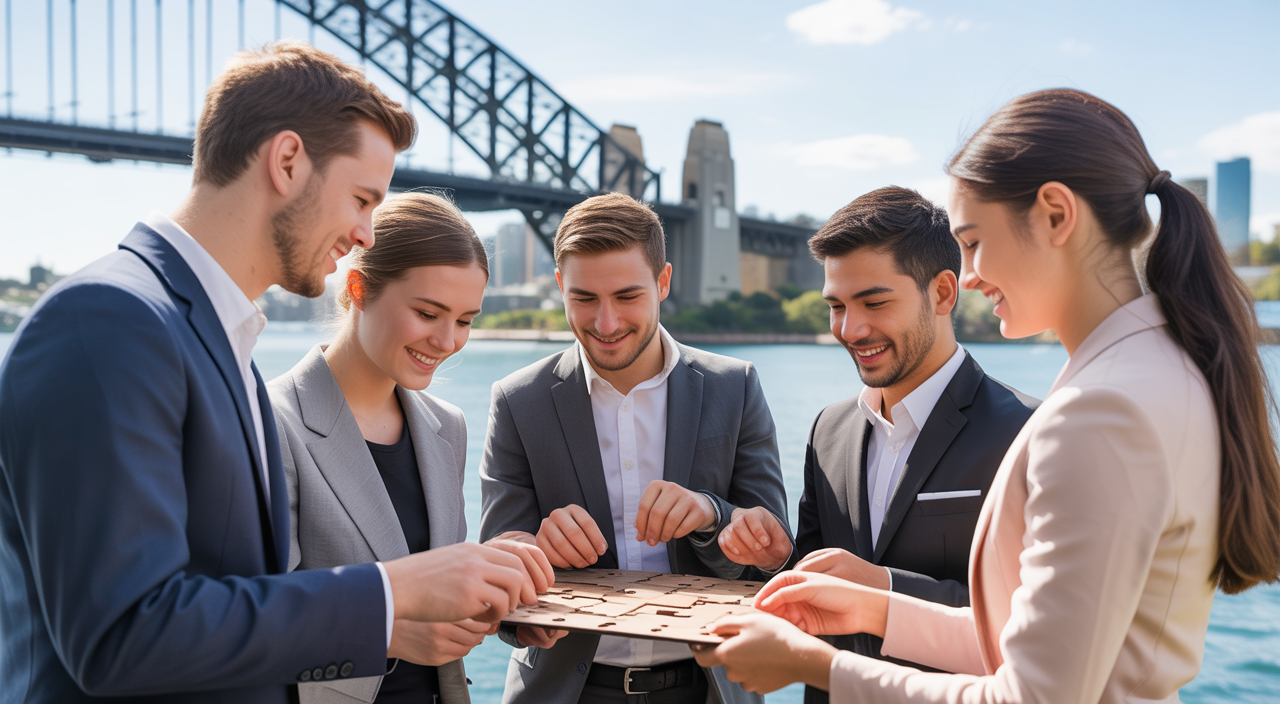 Team engaging in an outdoor team building activity in Sydney