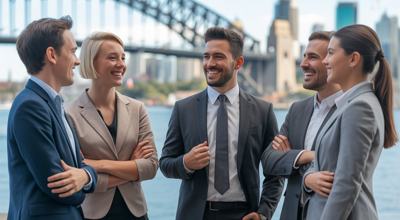 Diverse team collaborating in Sydney, professional team building event
